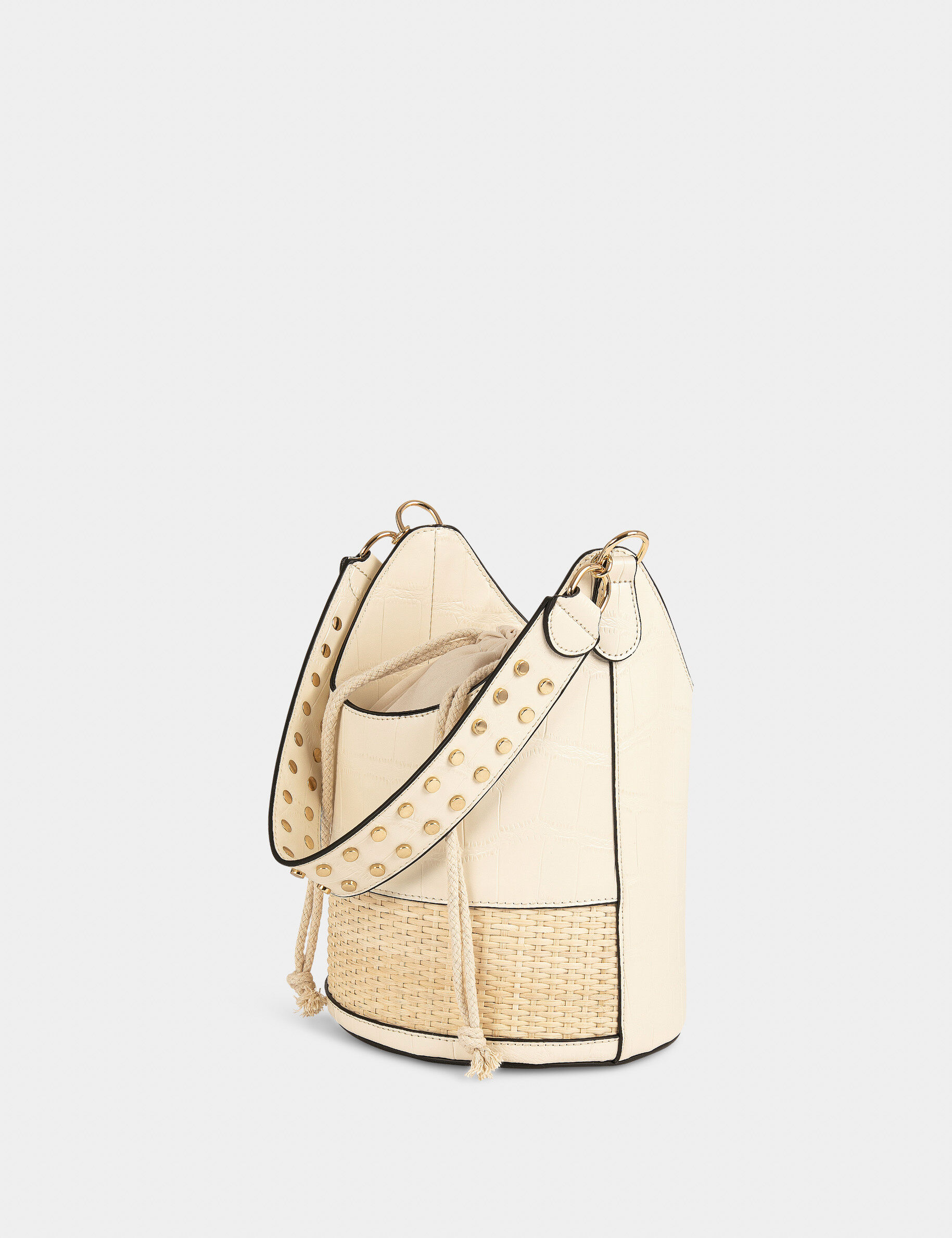 Sac seau avec détail effet tressé ivoire femme - ivoire