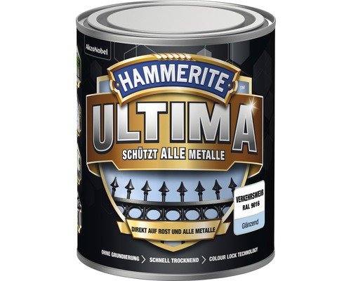 Hammerite Ultima Metaalbeschermingsverf RAL 9016 Verkeerswit Glanzend 750 ml