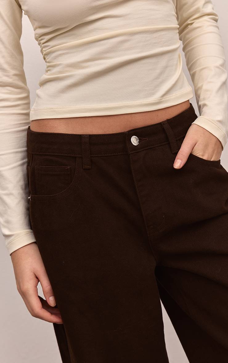 Chocolat Jean Droit Taille Mi-haute