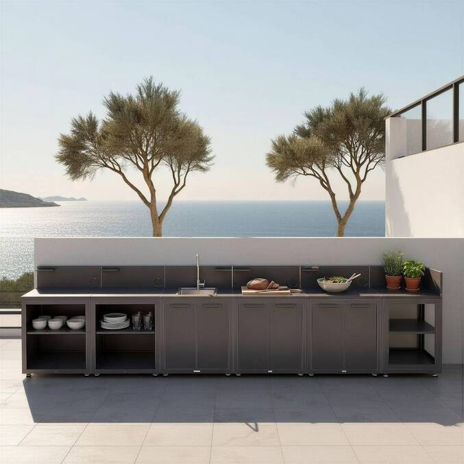 Module avec étagère pour cuisine d'été OXYANA Graphite