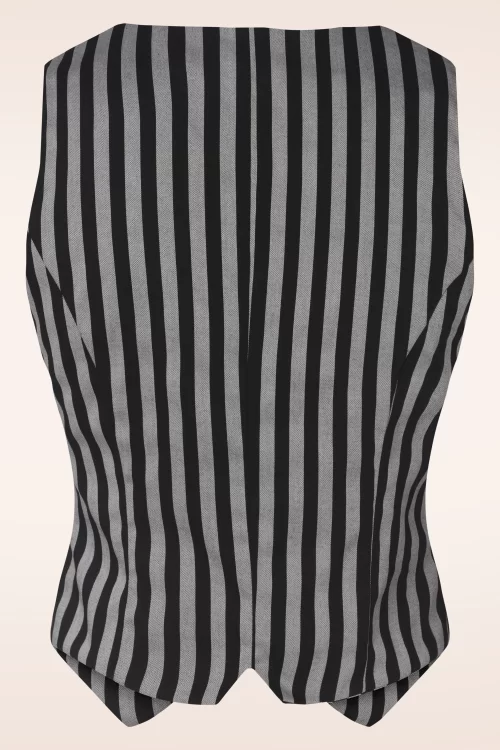 Vixen Striped Button Up gilet in zwart en grijs