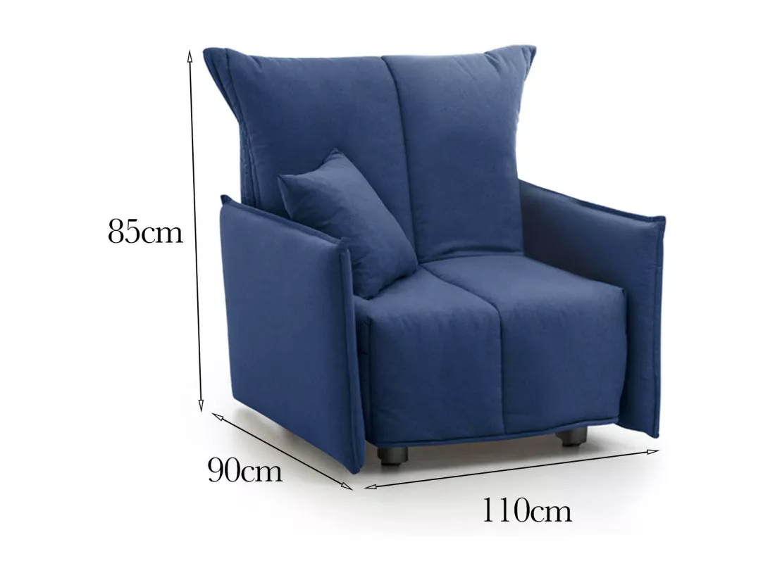 Canapé-lit Dabari, Canapé simple, 100% Made in Italy, Fauteuil de salon avec ouverture trolley, en tissu rembourré, avec accoudoirs standards, 110x90h85 cm, Bleu