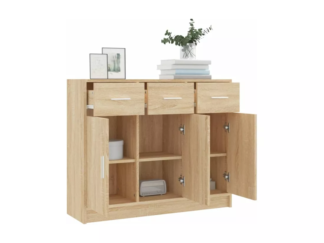 Buffet chêne sonoma 91x28x75 cm bois d'ingénierie