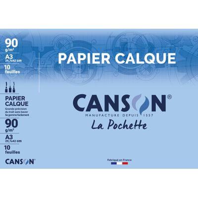 Canson - Pochette papier calque - 10 feuilles - A3 - 90 gr