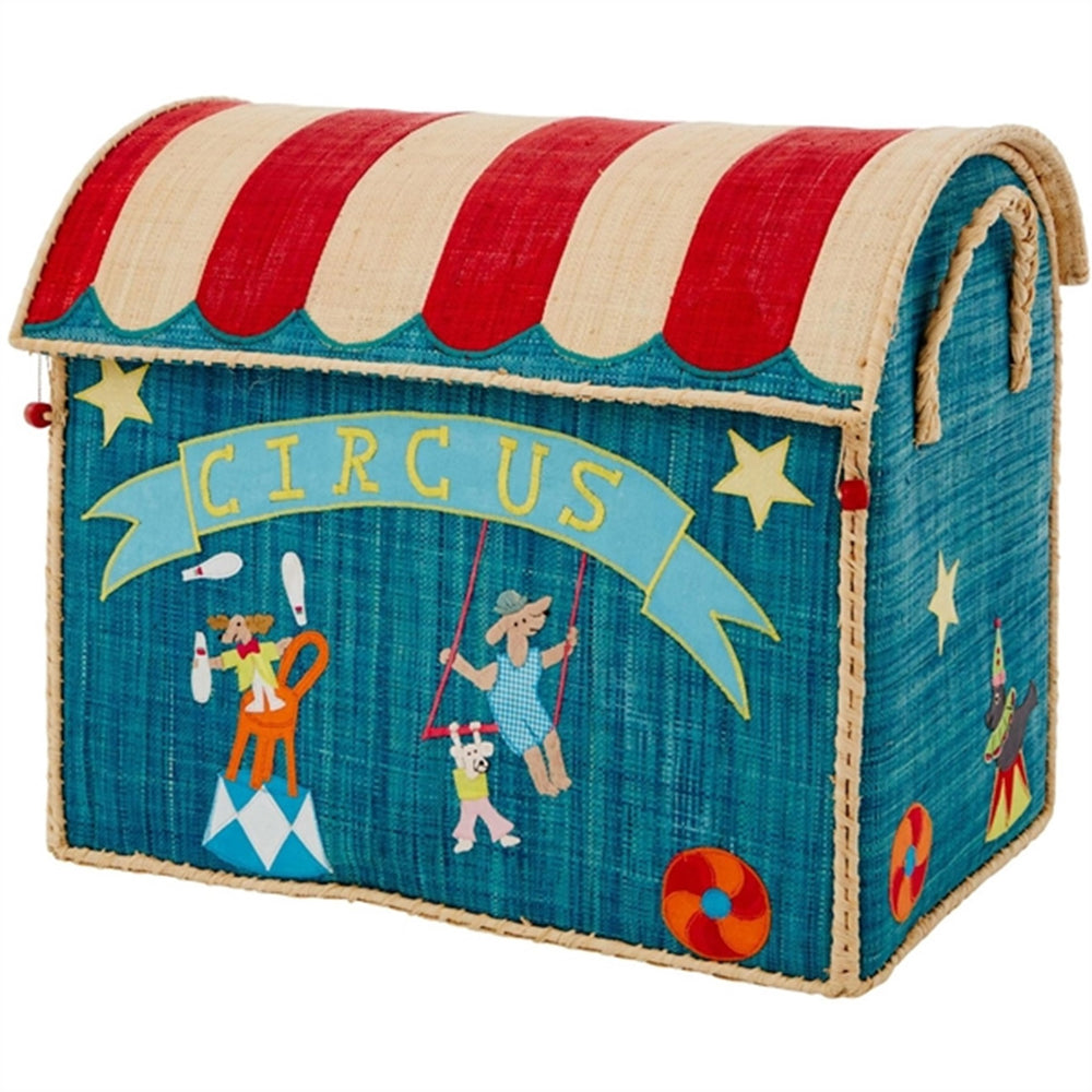 Circus Theme Raffia Kurvehus til Opbevaring 3-pak