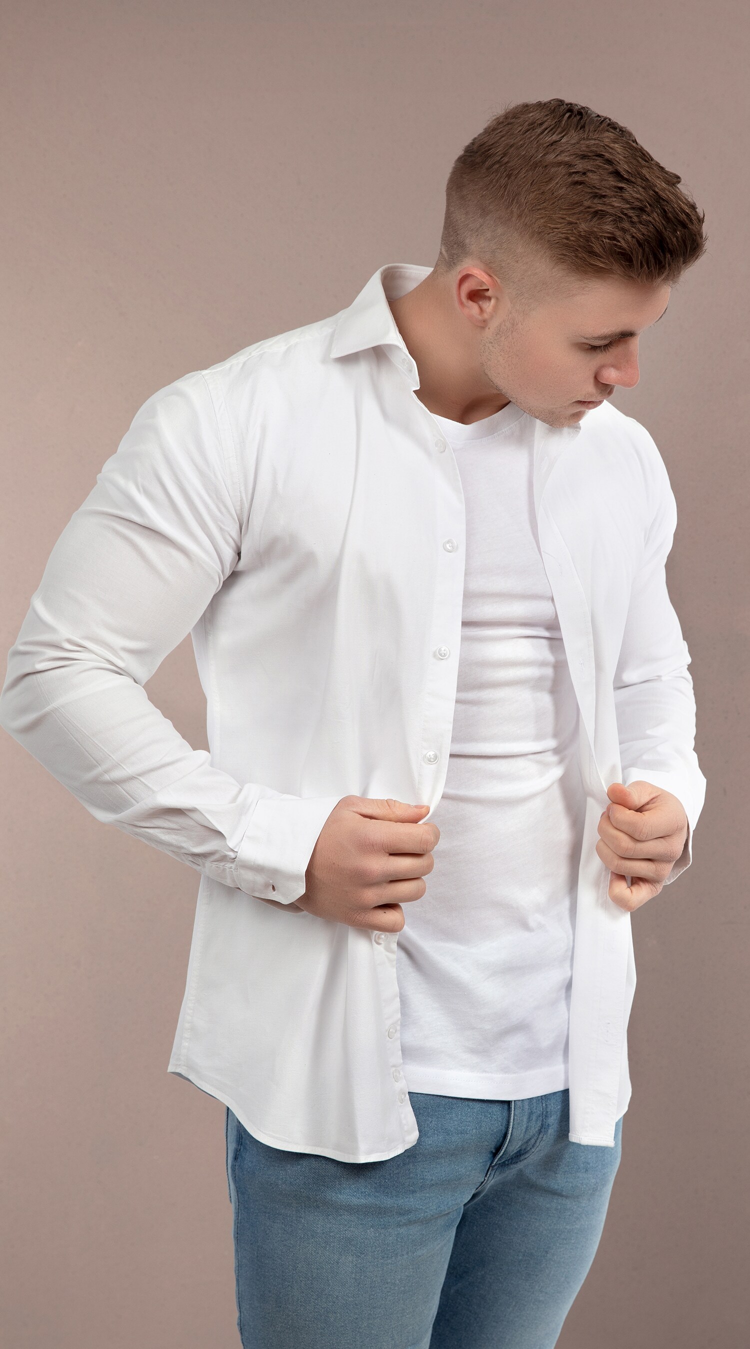 Paolo Renzo® Rundhals T-Shirt 2 Stück - Größe M - Weiß
