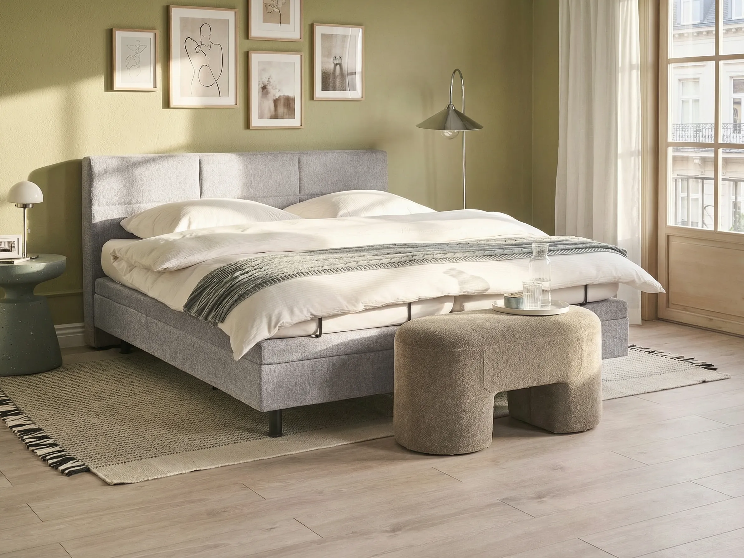 Verstelbaar bed Stof VICEROY 180 x 200 cm Lichtgrijs