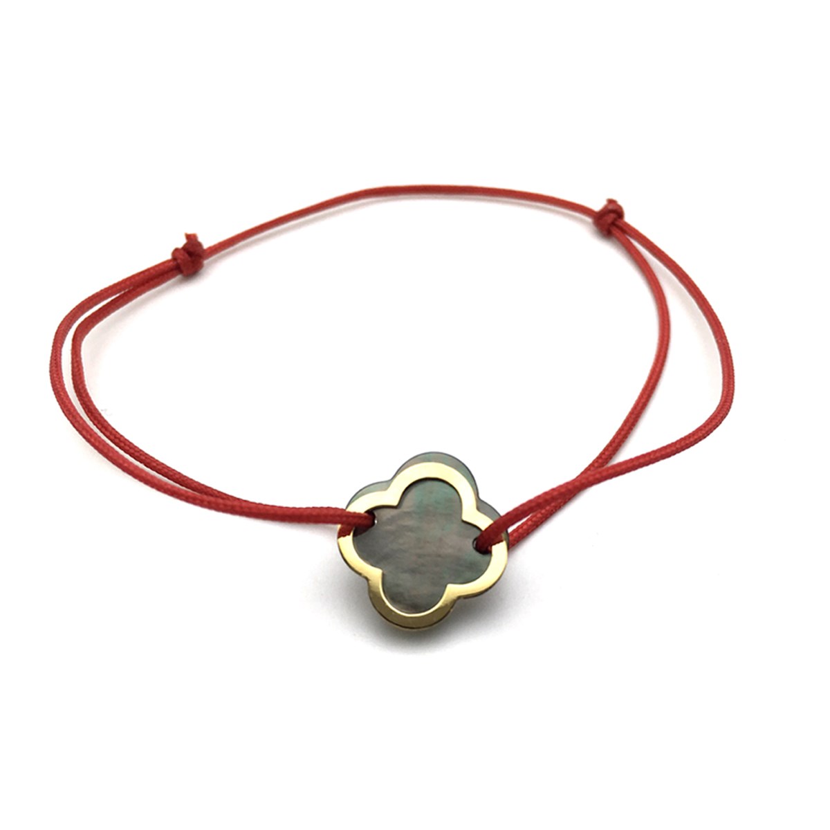 Bracelet cordon rouge et nacre grise - BeJewels