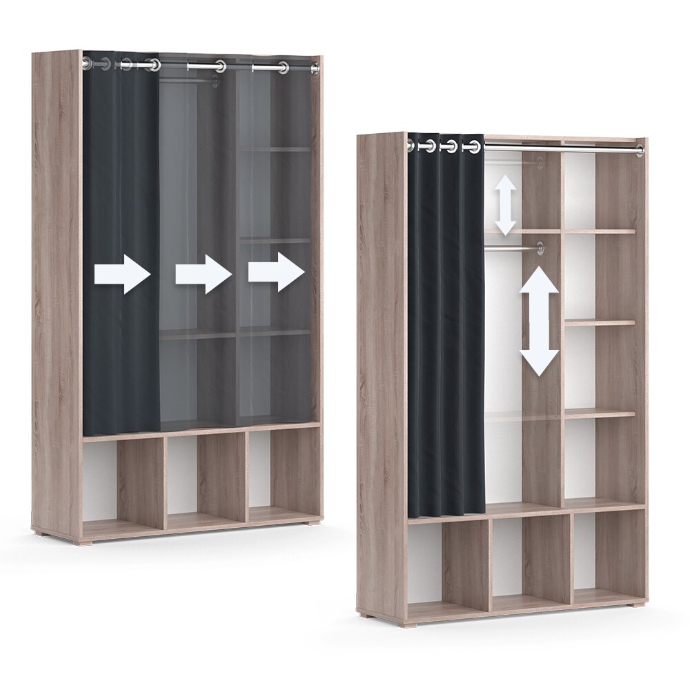 Vicco Kinderkleiderschrank Kinderzimmerschrank Kindergarderobe Luigi Sonoma 106 x 178 cm modern Schrankregal Jugendzimmerschrank Organizer Vorhang Kleiderstange Fächer Aufbewahrung Spielzeugablage
