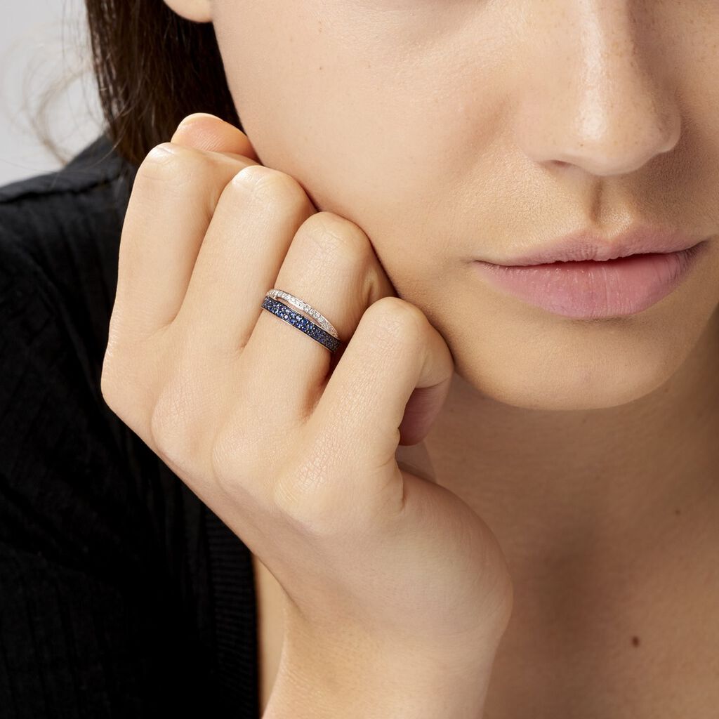 Bague Agapanthe Or Blanc Saphir Et Diamant