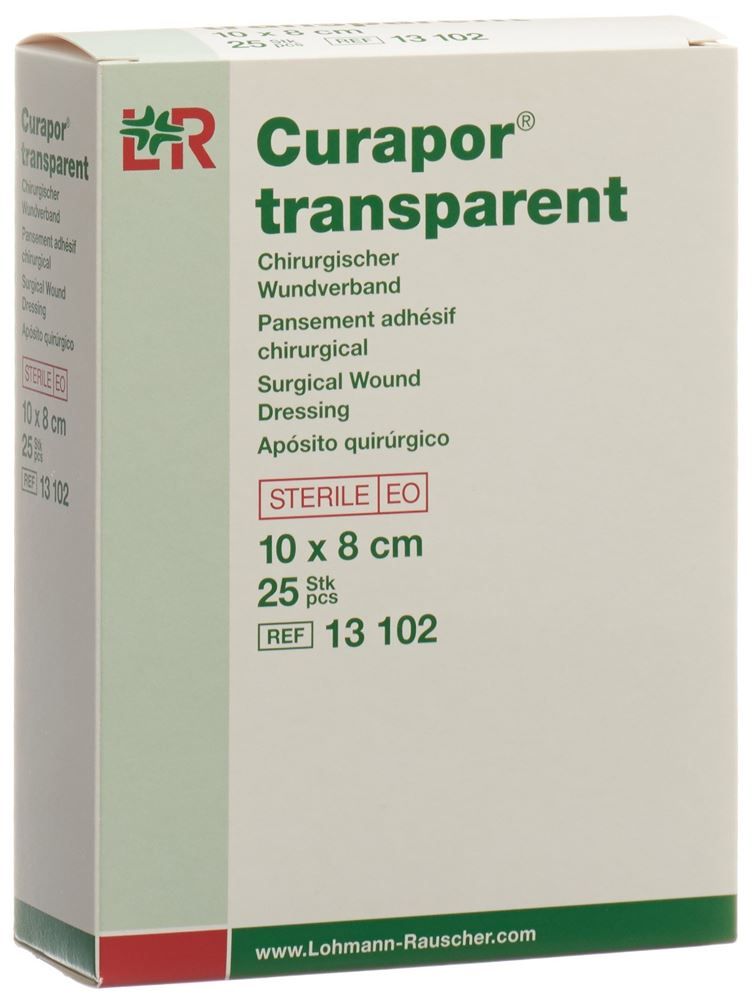 CURAPOR Wundverband<br>25 × 1 Stück, Beutel, 8x10cm, transparent