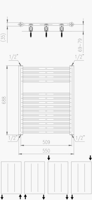Boss & Wessing - Palian - Handdoekradiator - Zilver metallic - 688 x 550 mm - 348 Watt