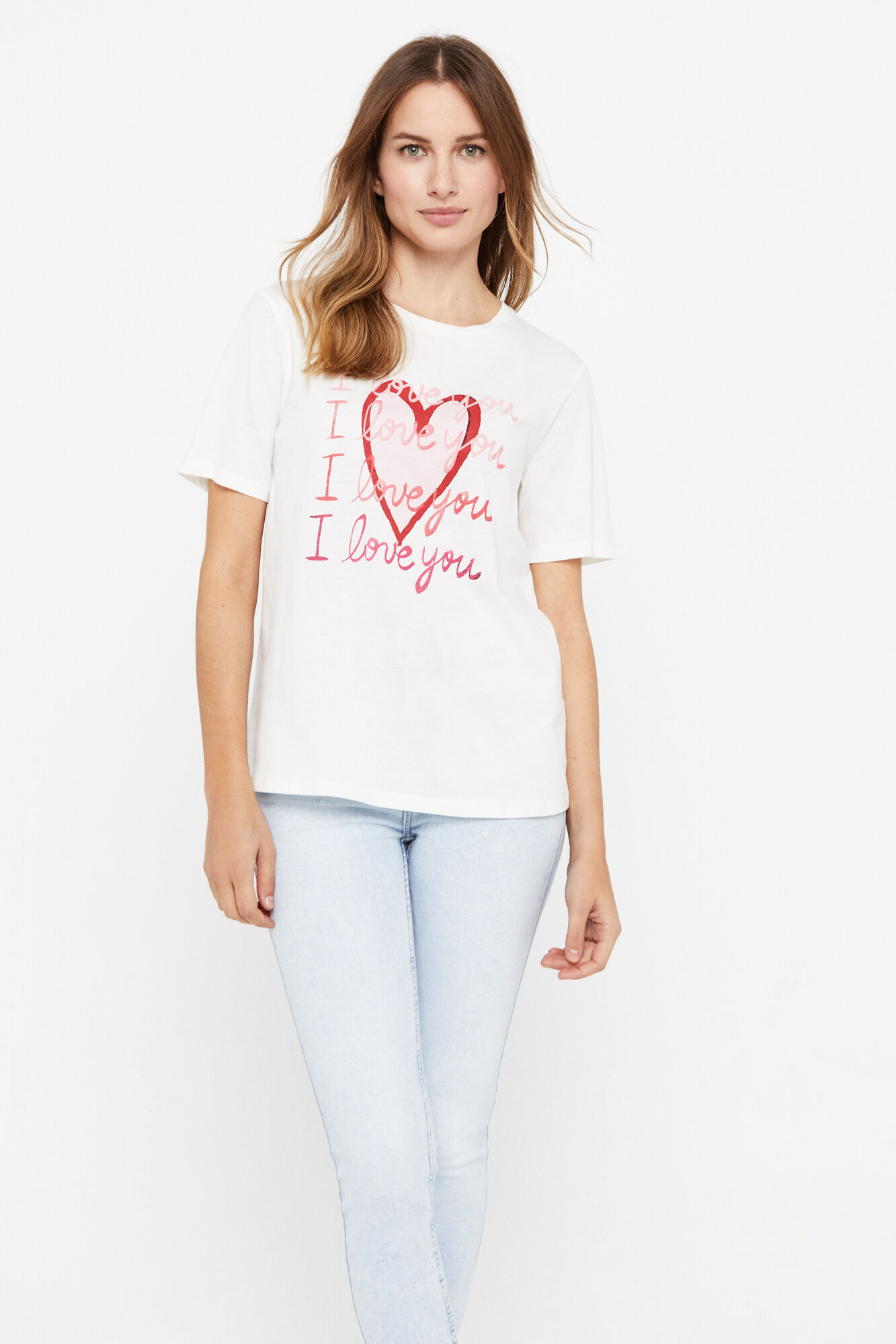 Camiseta com estampa de coração - Branca