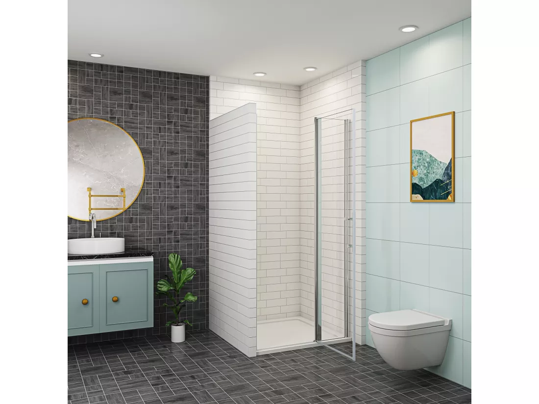AICA porte de douche 70x197cm avec 1 élément fixe en 6mm verre anticalcaire