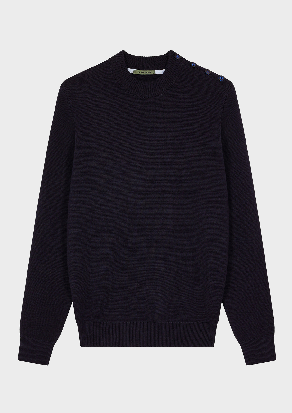 Pull col cheminée en coton bio uni bleu marine