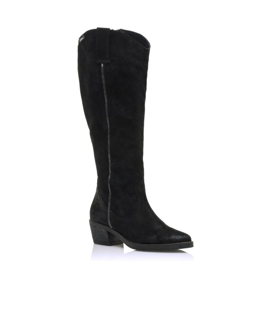 Botas Mustang Teo em couro preto - Salto de 5 cm -