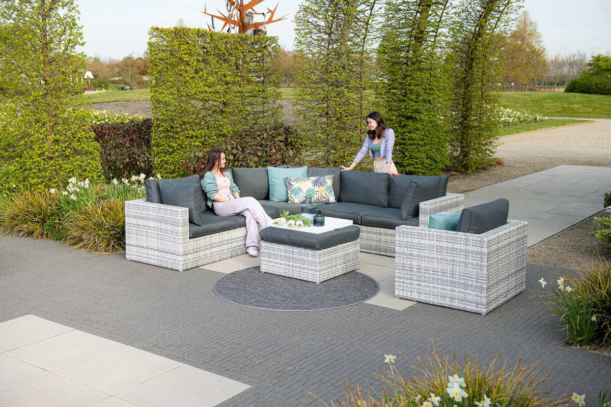 Garden Impressions Menorca loungeset 4-delig - cloudy grey /refblack
