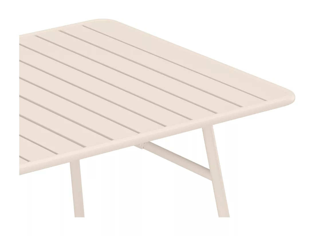 Salle à manger de jardin en métal - une table L.160 cm et 4 chaises empilables - Beige - MIRMANDE de MYLIA