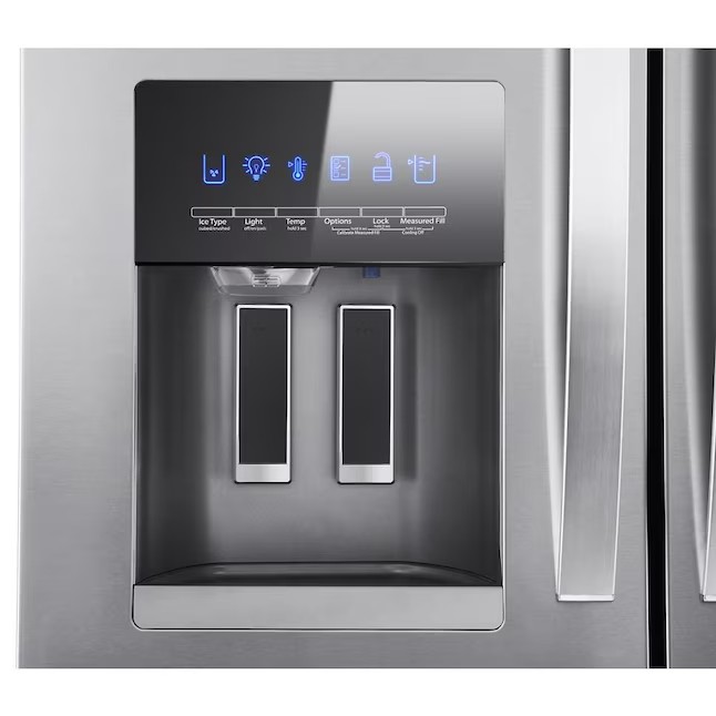 Refrigerador Whirlpool de 24,5 pés cúbicos com 4 portas e sistema French Door, com máquina de gelo (aço inoxidável resistente a impressões digitais) e certificação ENERGY STAR.