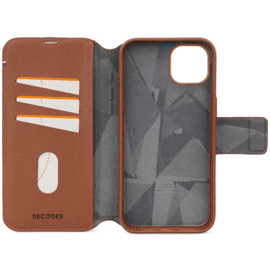 2in1 iPhone 15 MagSafe Echtleder Magnet Wallet Case Tasche Flip Cover (D24IPO15DW5TN) - Braun