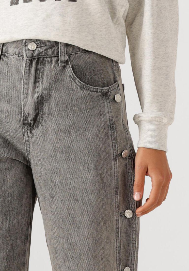 grijze haute l'amitié wide jeans side panel button tall jeans