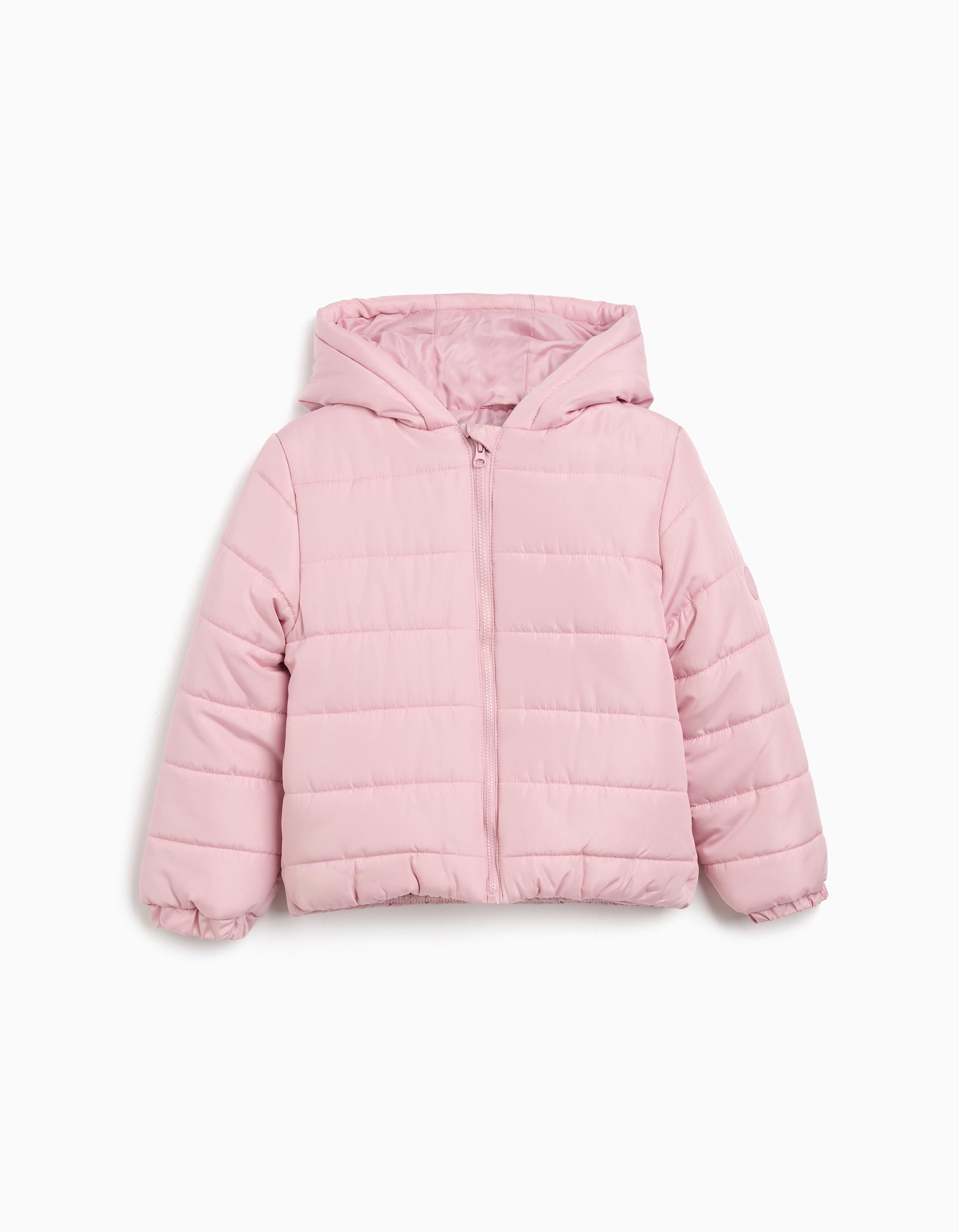 Casaco Acolchoado Capuz, Menina, Rosa Claro