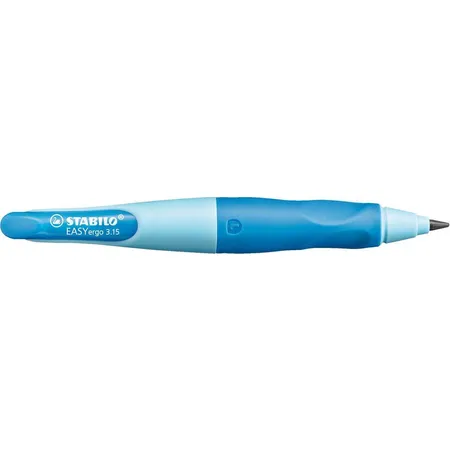 Ergonomischer Druck-Bleistift für Linkshänder - STABILO EASYergo 3.15 in hellblau/dunkelblau - Einzelstift - inklusive 1 dicken Mine - Härtegrad HB & Spitzer