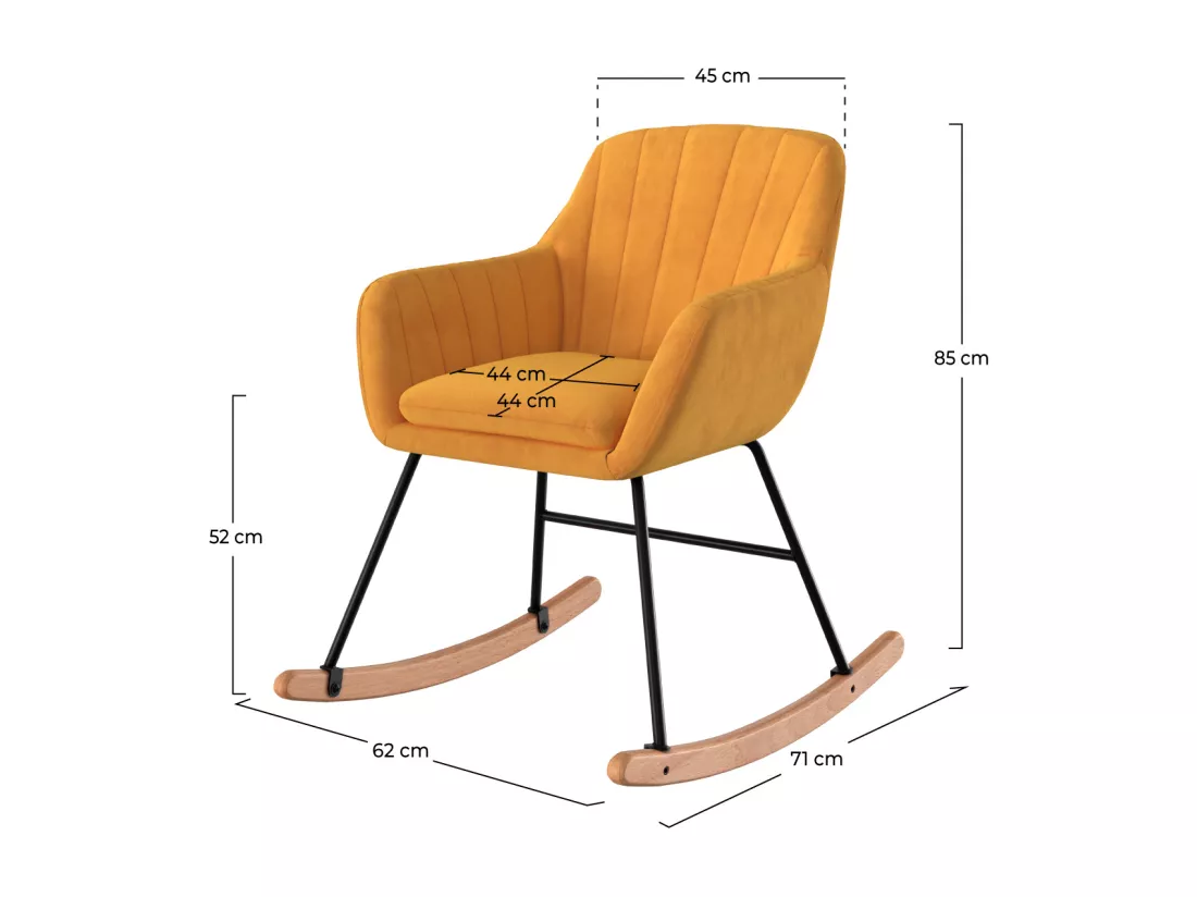 Rocking-chair en velours jaune - Isola