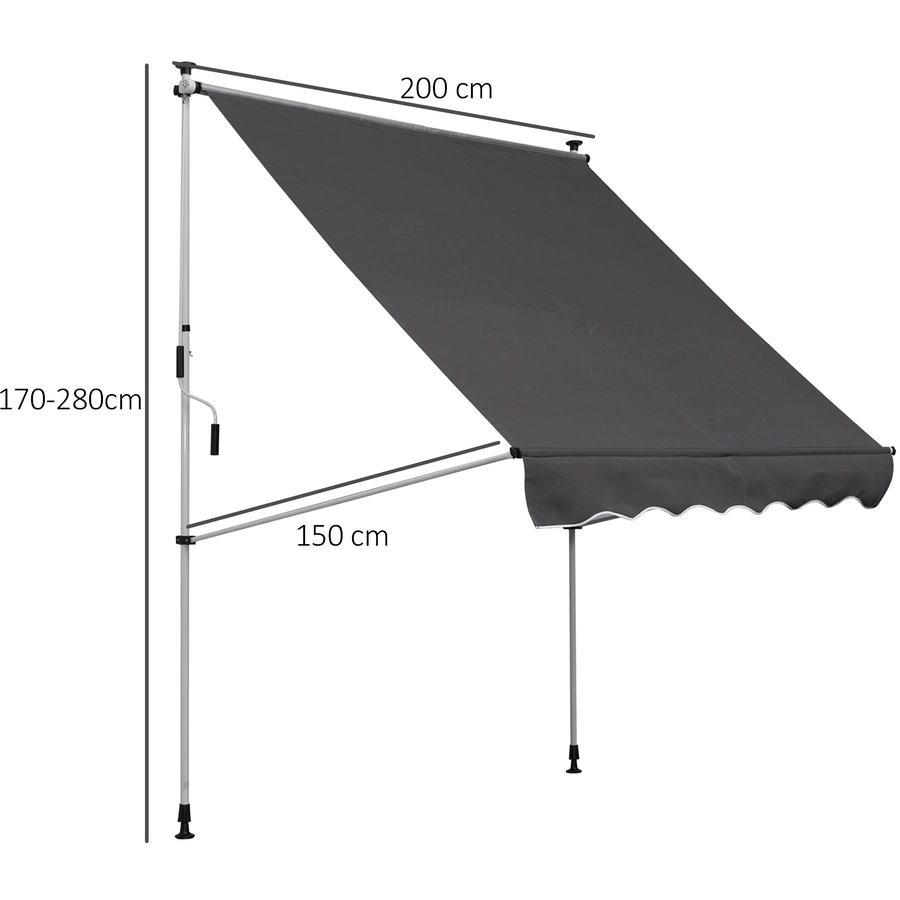 Outsunny Klemmmarkise mit Handkurbel grau