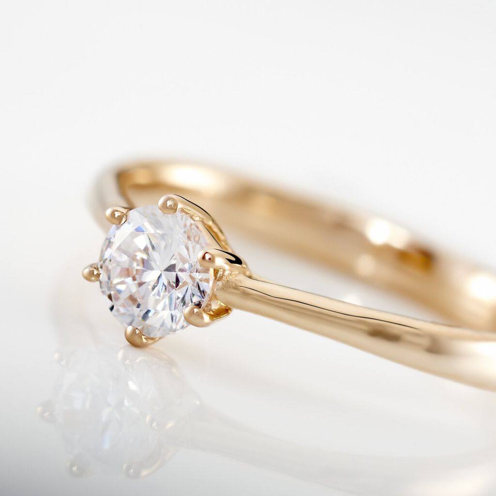 Bague Solitaire Plaqué Or Jaune Eulia Oxyde De Zirconium