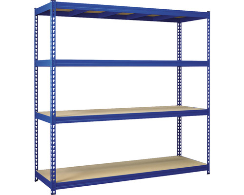 Robuuste stellingkast Robus 400 blauw 180x180x60 cm 4 houten planken draagvermogen 1600 kg
