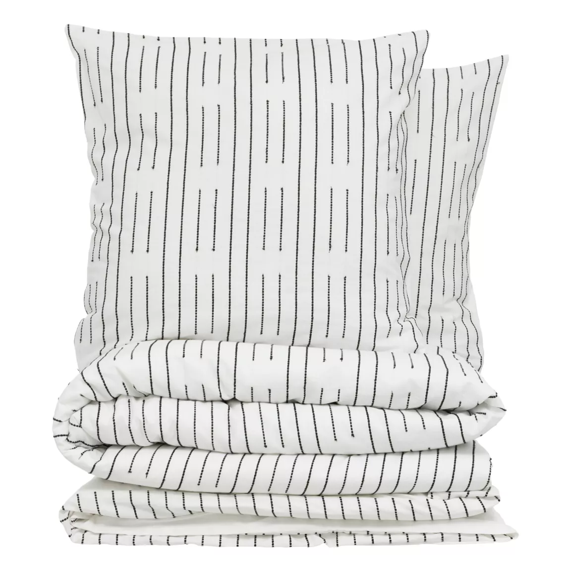 Housse de couette et deux taies coton (240 x 220 cm) Dobby Noire