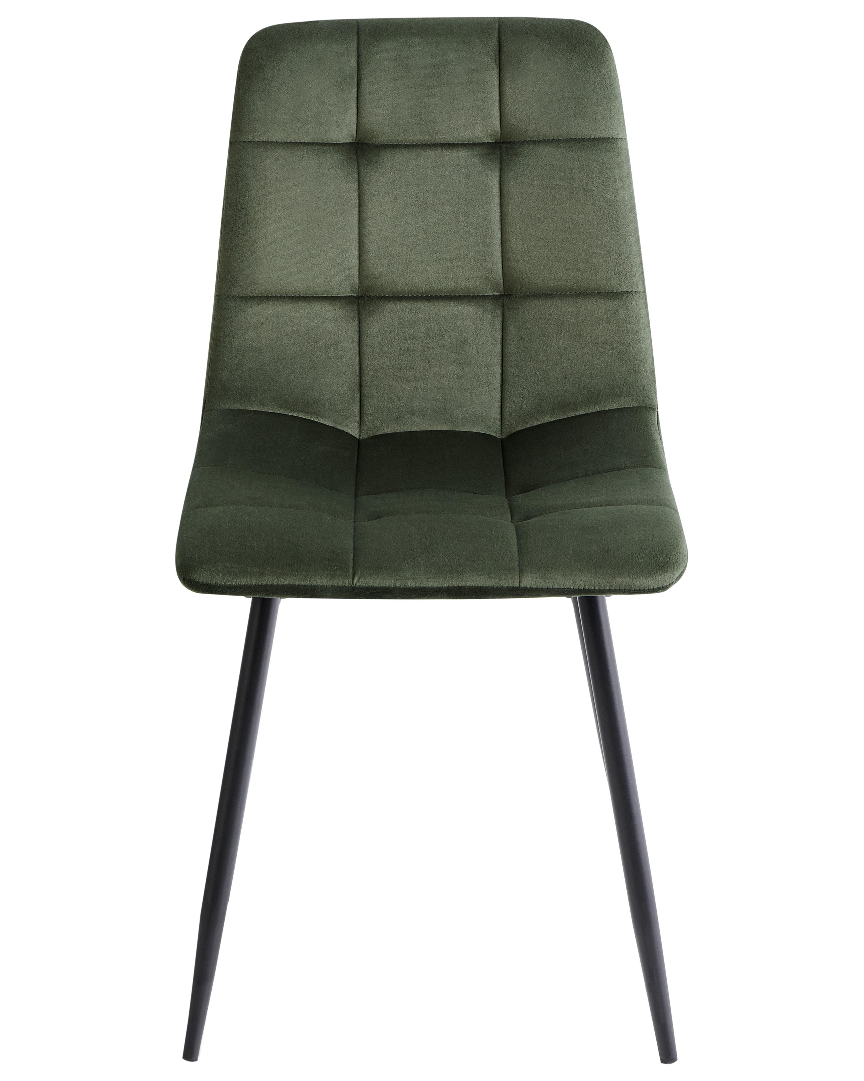 Set van 4 eetkamerstoelen POWELL Fluweel Olijfgroen