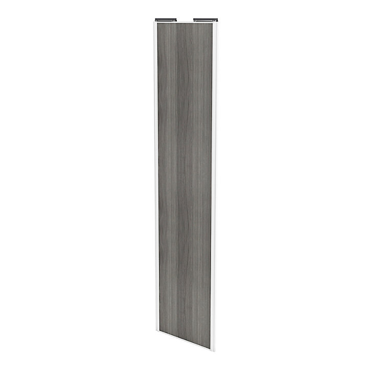 Porte de placard coulissante effet chêne grisé profil blanc GoodHome Arius H. 248,5 x L. 62.2 cm + amortisseurs
