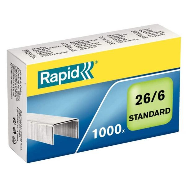 Rapid Caixa de Agrafos Standard 26/6 x1000