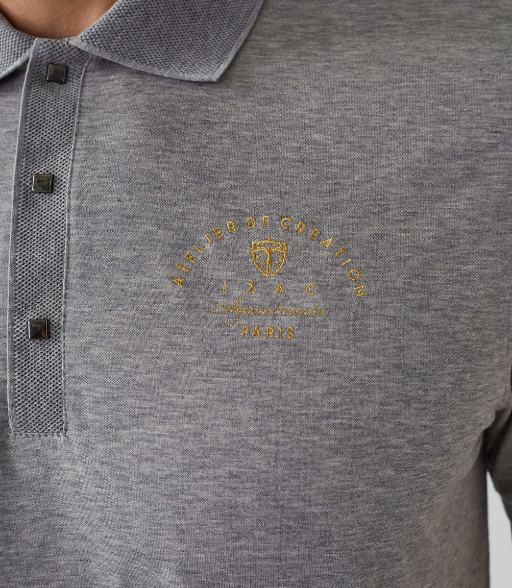 Polo manches courtes gris chiné 