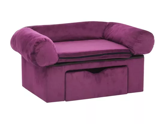 Canapé pour chien avec tiroir Bordeaux 75x50x38 cm Peluche