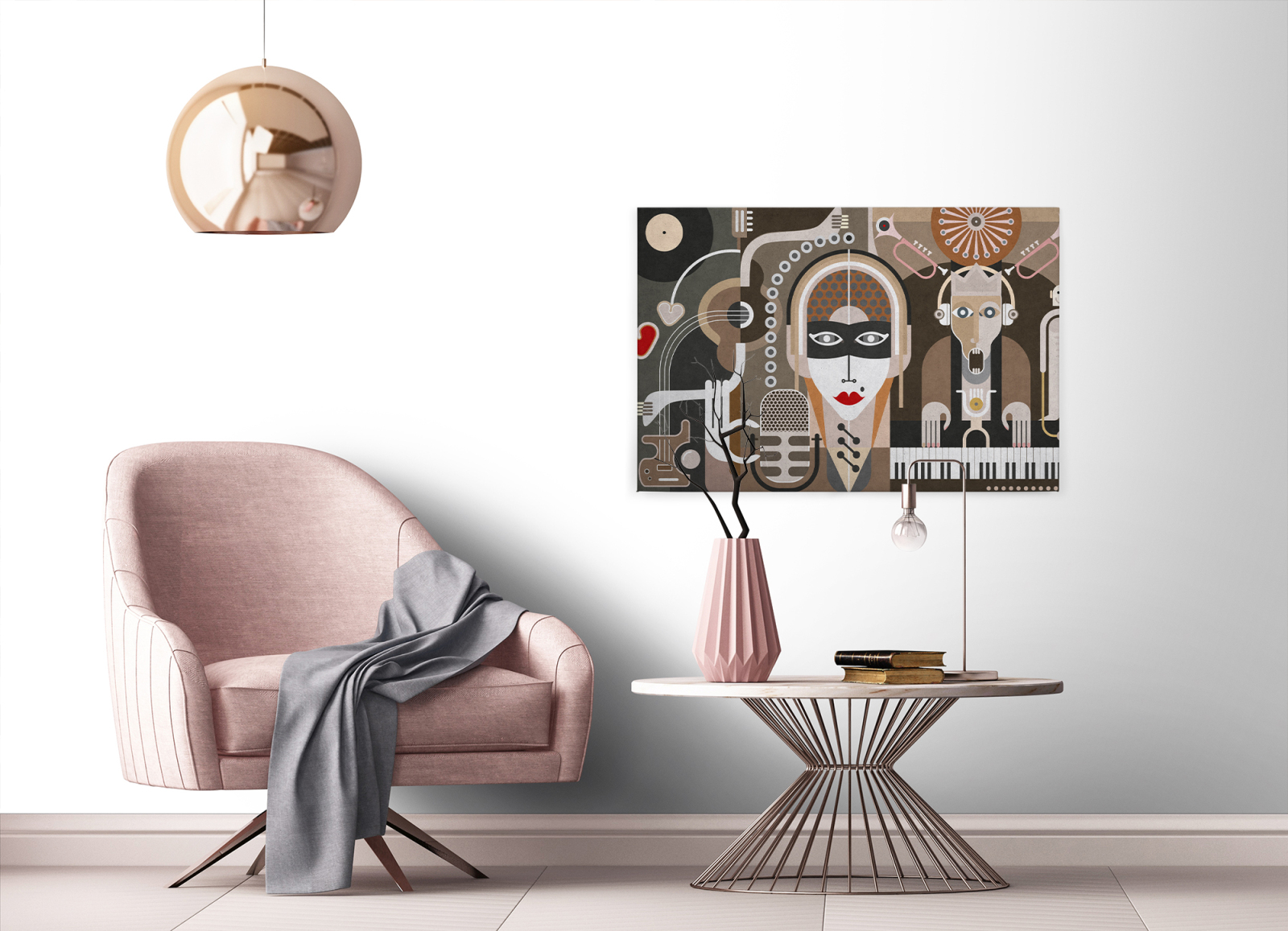Leinwandbild MUSIK - braun-weiß - 90x60 cm