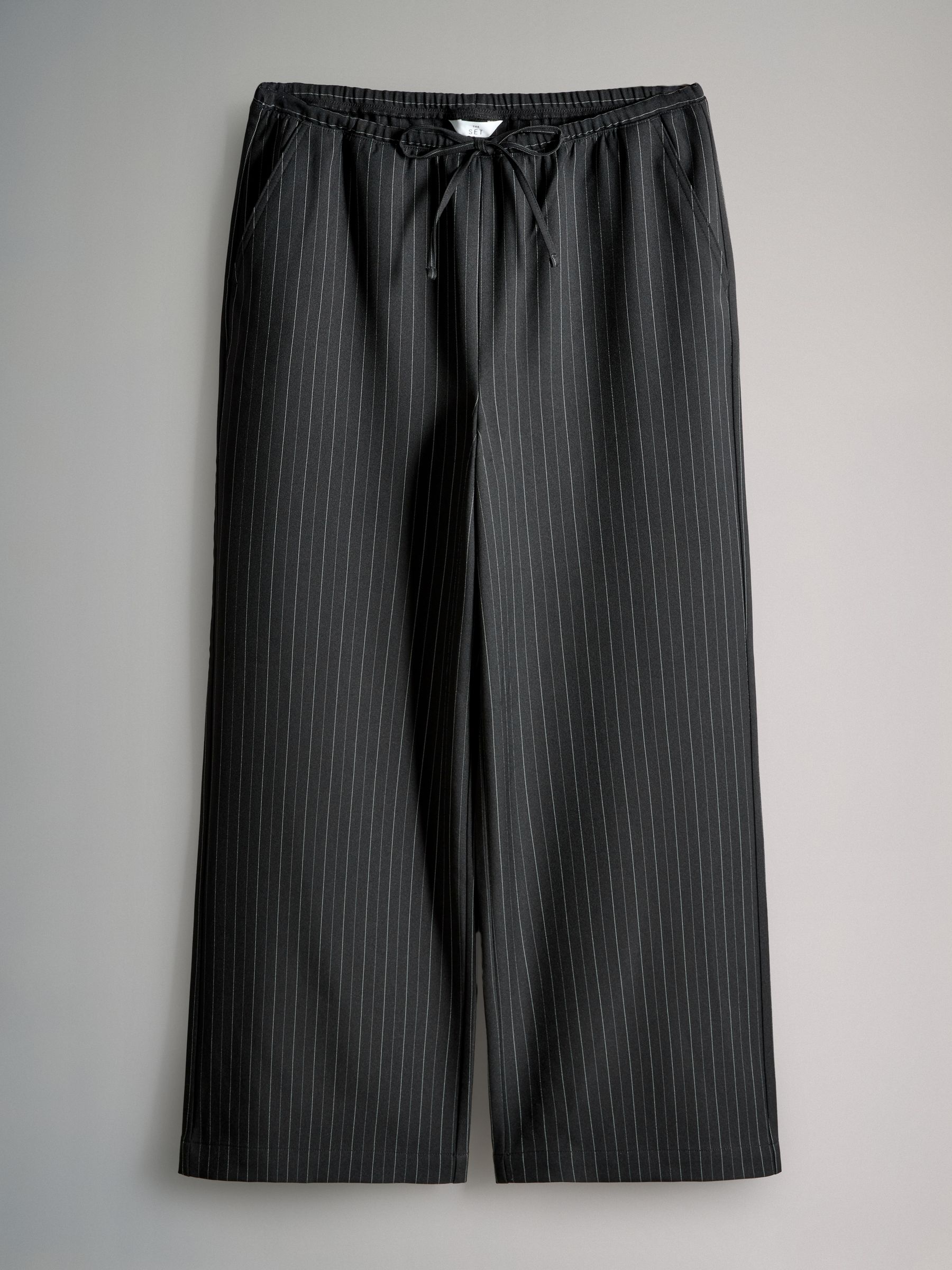 Zwart/donkergrijs - The Set 2 Pack Pinstripe Wide Leg Pull On Trousers