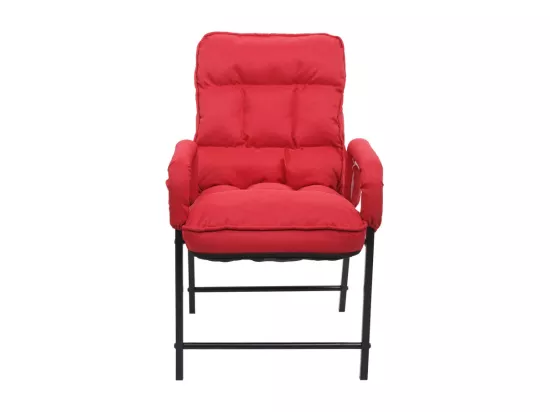 Chaise de salle à manger HWC-K40 capacité de charge 160kg dossier réglable métal - tissu/textile rouge