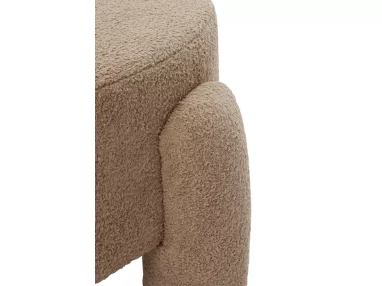 Structure du pouf et pieds tapissés en beige bouclé