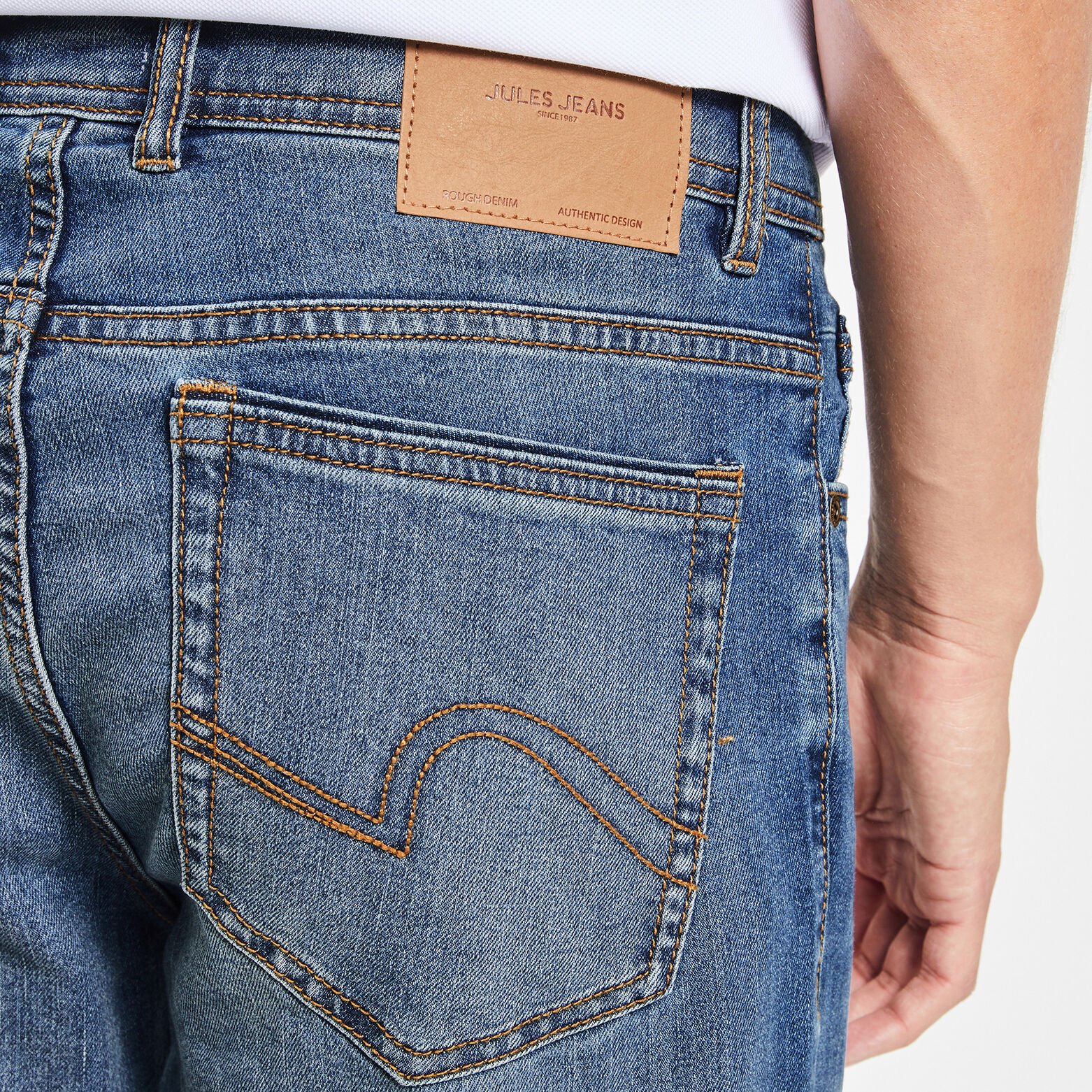 Jean regular en coton et polyester recyclés Bleu