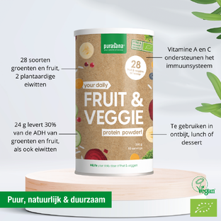 Purasana Vegan Fruit & Veggie Proteïne Poeder 360GR