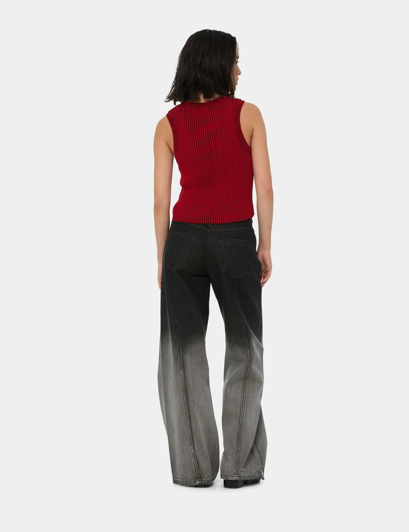 Jean Wide Leg taille médium dégradé noir