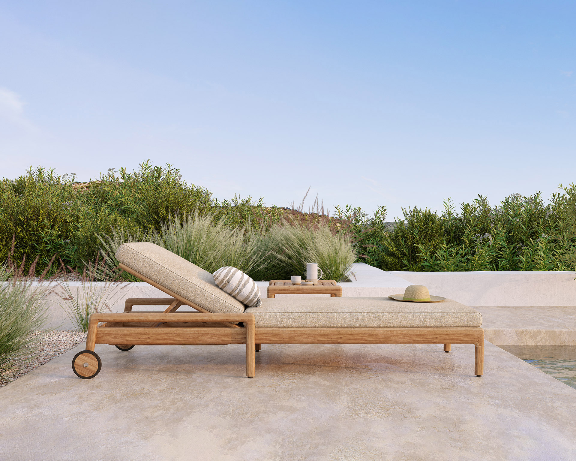 Teak Jack adjustable lounger - outdoor- frame