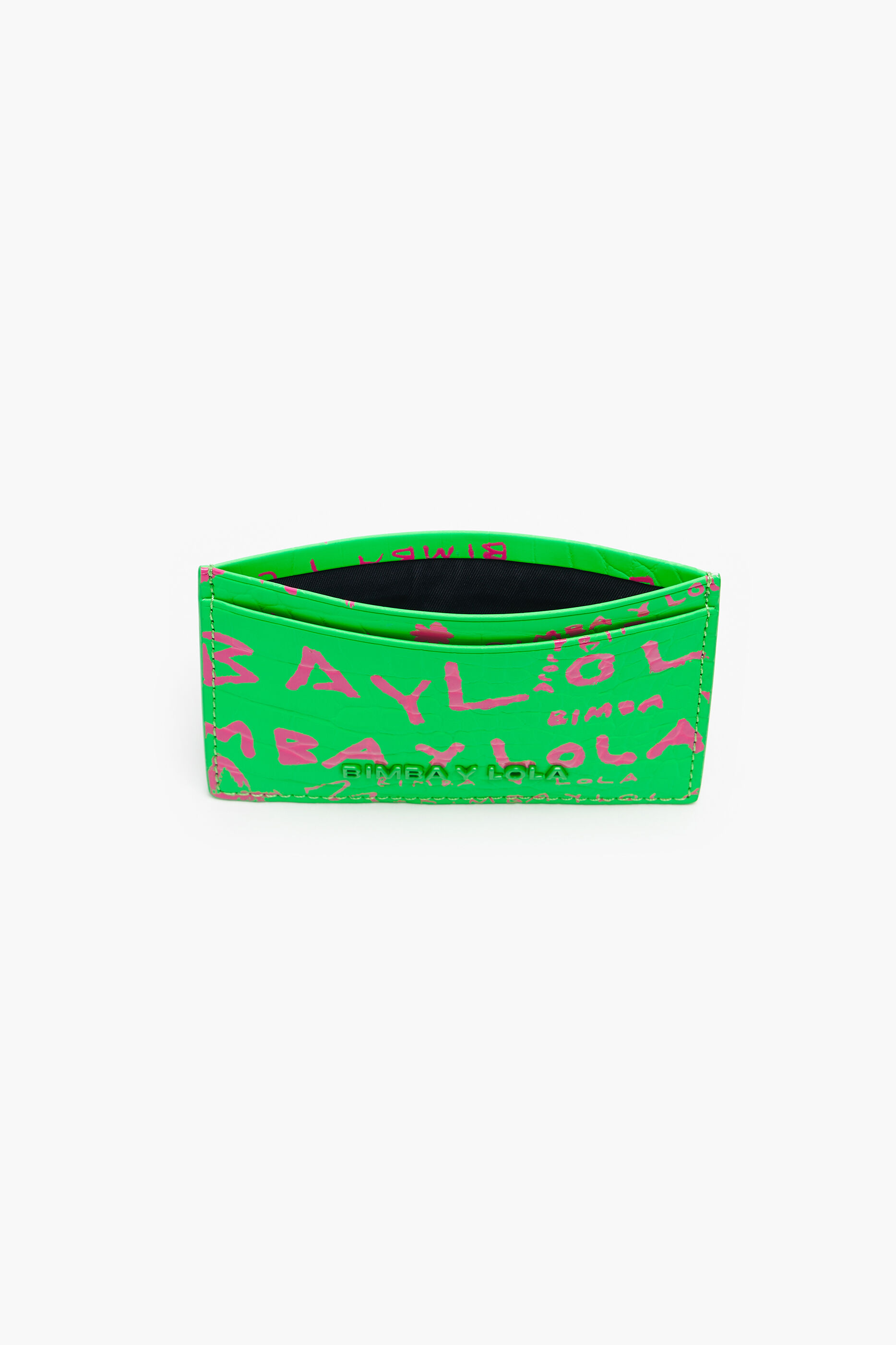 Porta-cartões com estampa de crocodilo verde