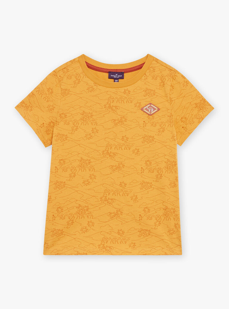 T-shirt jaune moutarde à imprimé désert