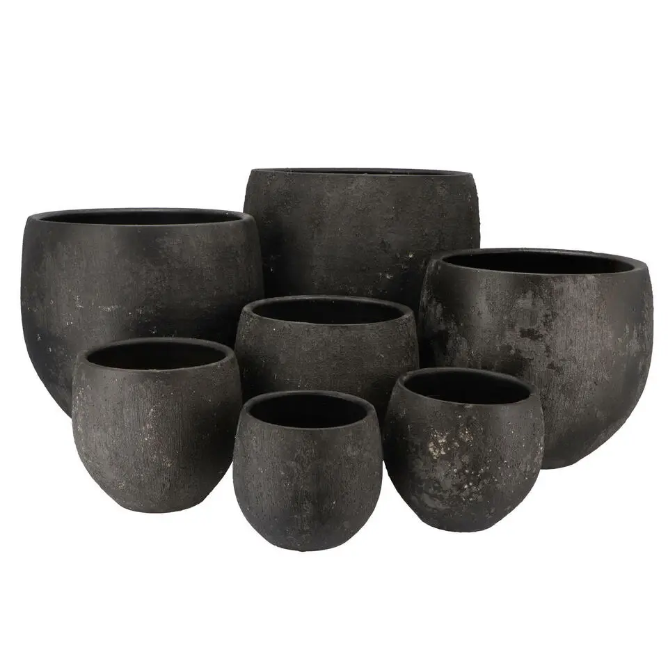 DK Design Bloempot model Maya - verweerd zwart - D27xH30 cm