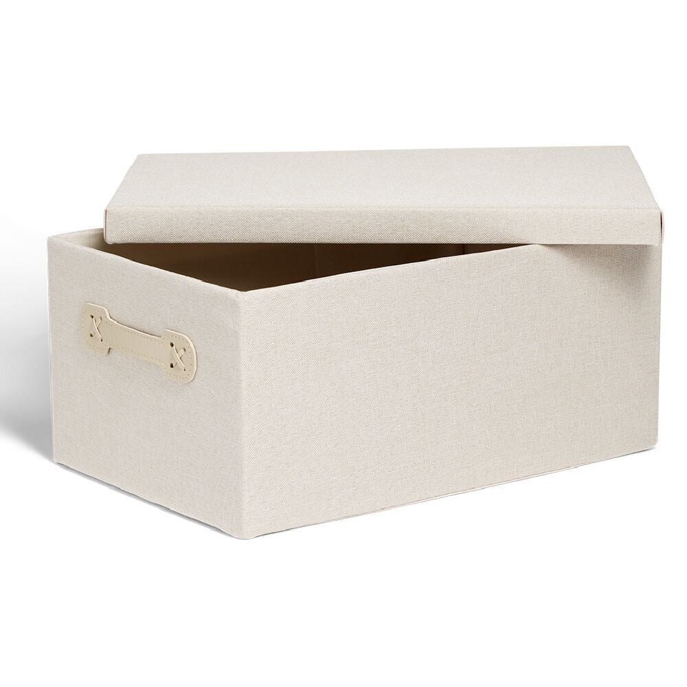 Boîte de rangement coton gris ou beige 40,5xH18x26,5cm