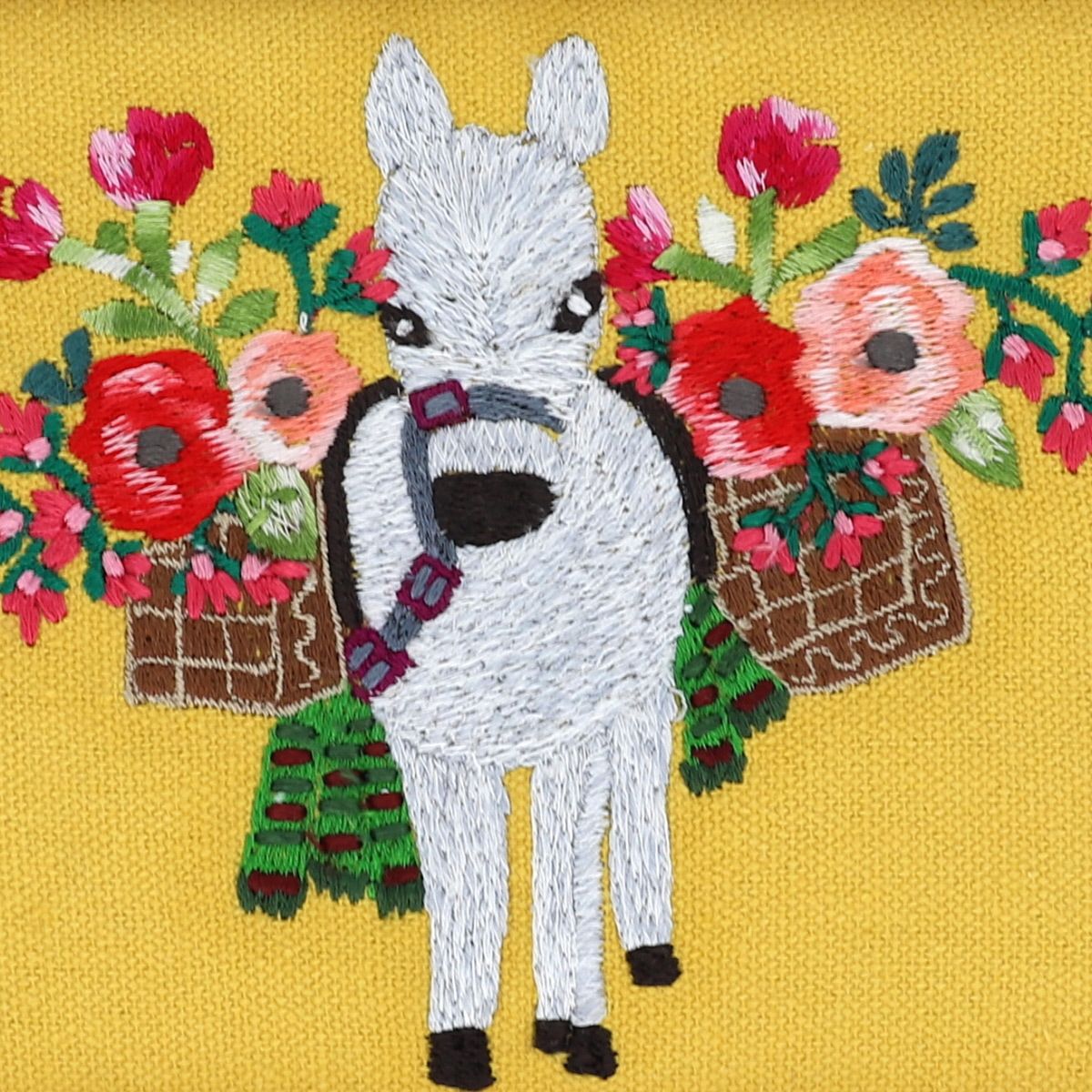 Cadre en bois broderie âne jaune Petit toi